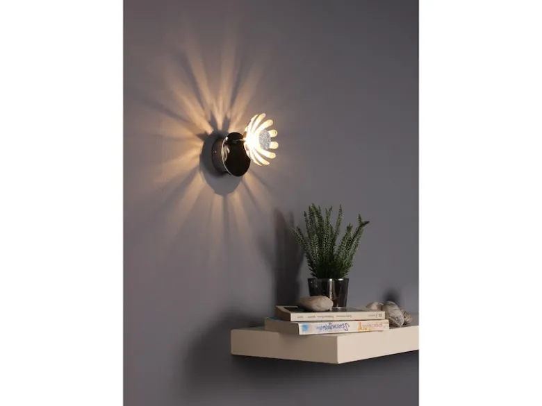 2er SET LED Wandstrahler, Metall in Blattsilber, Breite 10cm