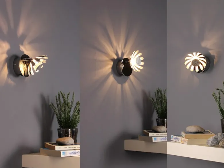 2er SET LED Wandstrahler, Metall in Blattsilber, Breite 10cm