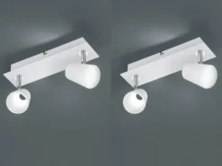 2er SET LED Wandstrahler Weiß 2-flammig mit Schalter, Breite 28cm