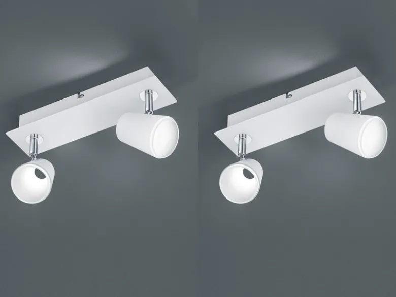 2er SET LED Wandstrahler Weiß 2-flammig mit Schalter, Breite 28cm