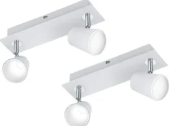 2er SET LED Wandstrahler Weiß 2-flammig mit Schalter, Breite 28cm