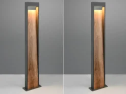 2er Set LED Wegeleuchten in Anthrazit & Holzoptik, Höhe 100cm