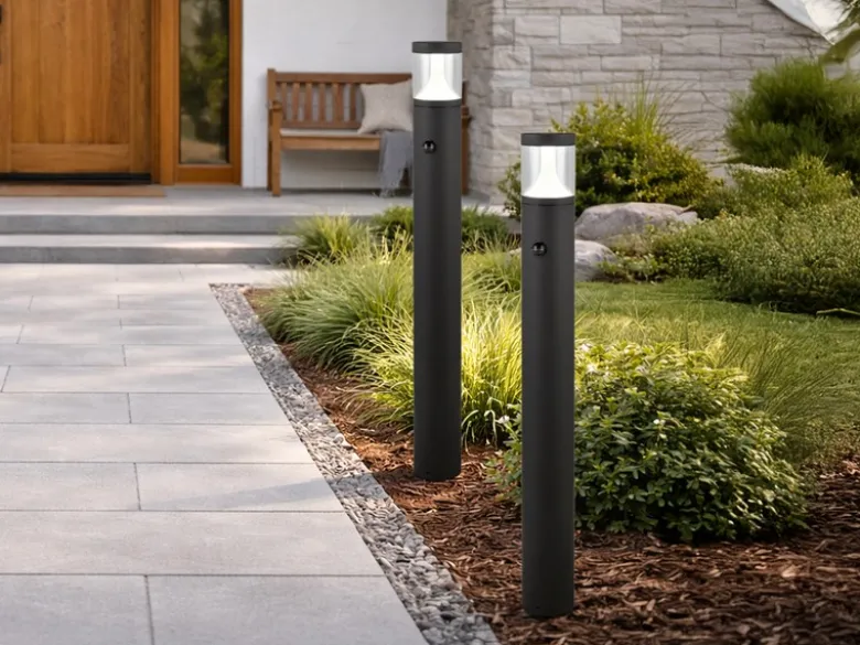 2er Set LED Wegeleuchten mit Bewegungsmelder zur Reihenschaltung, Höhe 100cm