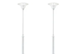 2er Set Mastleuchte / Gartenlaterne GEMINI, Höhe 220cm, E27, Alu weiß / Opalglas