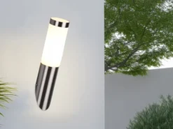 2er Set moderne LED Außenwandleuchten aus Edelstahl in Silber, Höhe 39cm