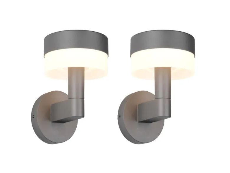 2er Set moderne LED Außenwandleuchten aus Aluminium in Anthrazit, Höhe 22cm