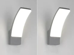 2er Set moderne LED Außenwandleuchten aus Aluminium in Anthrazit, Höhe 22,5cm