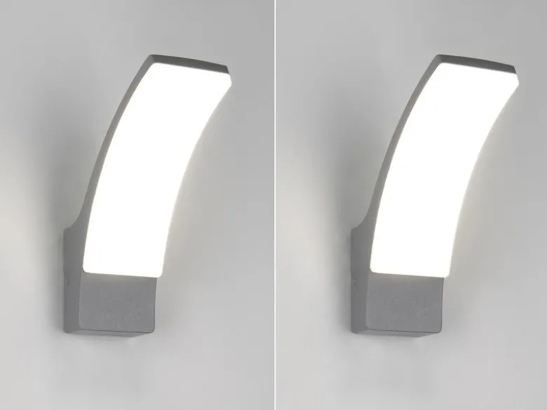 2er Set moderne LED Außenwandleuchten aus Aluminium in Anthrazit, Höhe 22,5cm