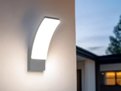 2er Set moderne LED Außenwandleuchten aus Aluminium in Anthrazit, Höhe 22,5cm