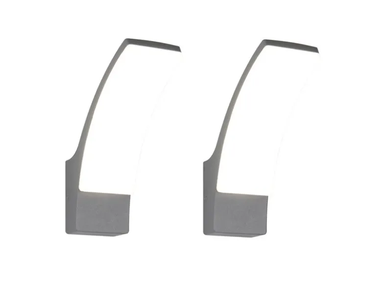 2er Set moderne LED Außenwandleuchten aus Aluminium in Anthrazit, Höhe 22,5cm