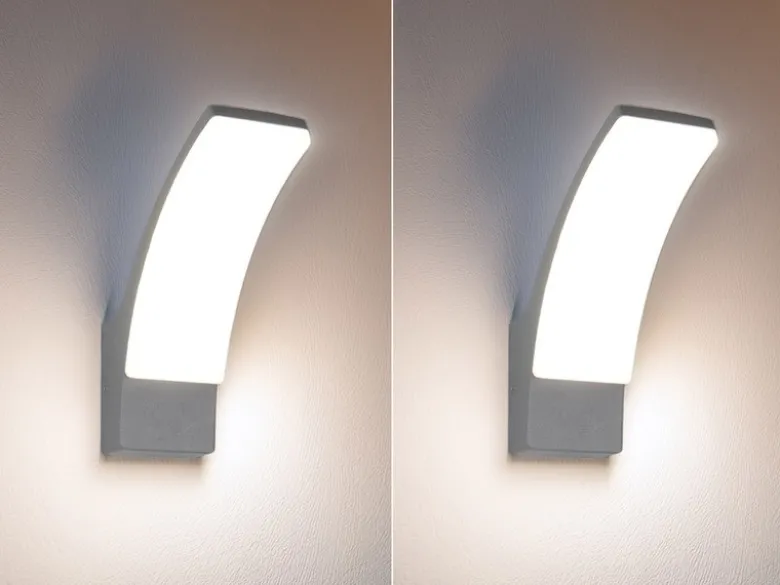 2er Set moderne LED Außenwandleuchten aus Aluminium in Anthrazit, Höhe 22,5cm