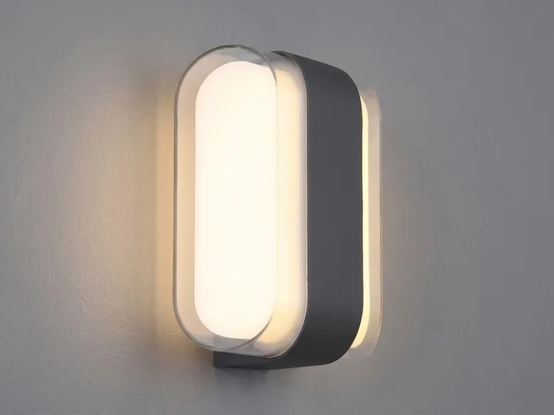 2er Set moderne LED Außenwandleuchten aus Metall Anthrazit, Höhe 16cm