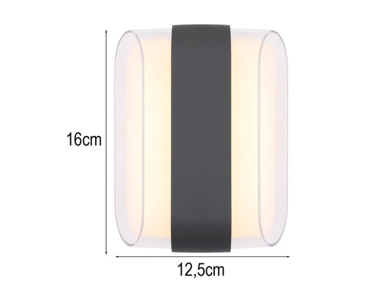 2er Set moderne LED Außenwandleuchten aus Metall Anthrazit, Höhe 16cm