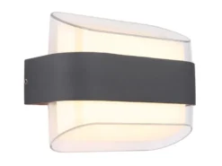 2er Set moderne LED Außenwandleuchten aus Metall Anthrazit, Höhe 16cm