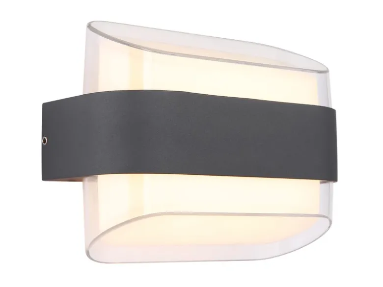 2er Set moderne LED Außenwandleuchten aus Metall Anthrazit, Höhe 16cm