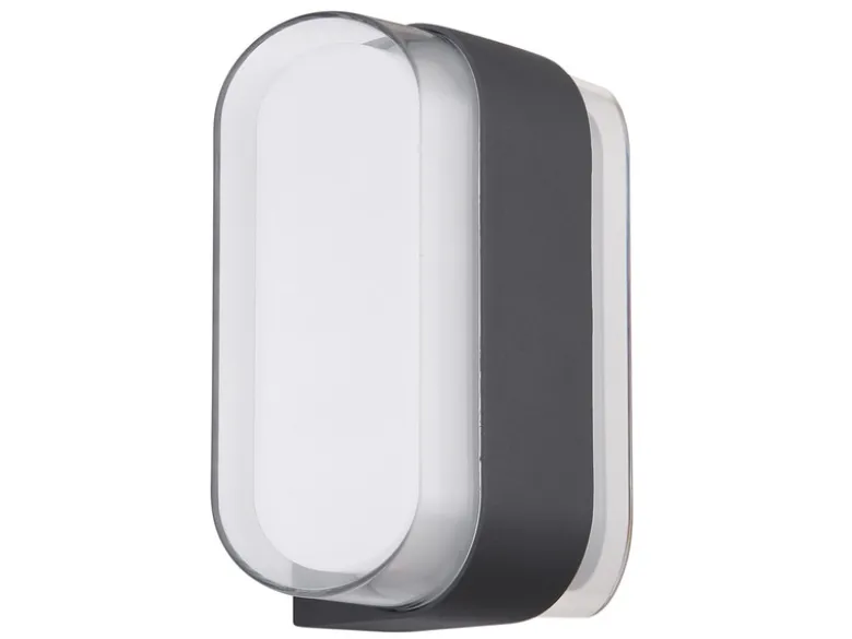 2er Set moderne LED Außenwandleuchten aus Metall Anthrazit, Höhe 16cm