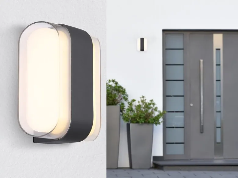 2er Set moderne LED Außenwandleuchten aus Metall Anthrazit, Höhe 16cm