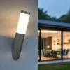 2er Set moderne LED Außenwandleuchten aus Edelstahl in Schwarz, Höhe 39cm