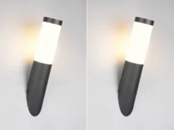 2er Set moderne LED Außenwandleuchten aus Edelstahl in Schwarz, Höhe 39cm