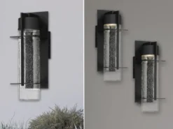 2er Set Moderne LED Außenwandleuchten aus Aluminium, Höhe 37cm