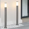 2er Set moderne LED Pollerleuchten aus Edelstahl in Silber, Höhe 80cm