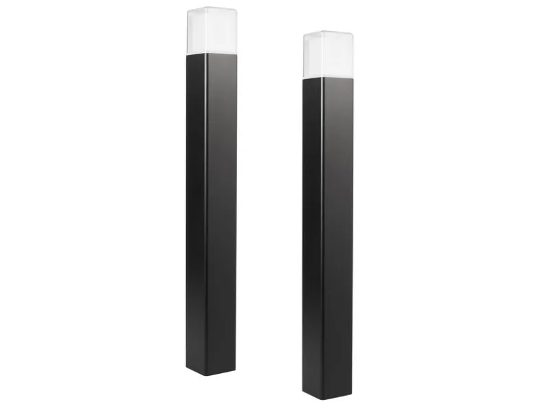 2er Set moderne LED Pollerleuchten aus Aluminium in Schwarz, Höhe 80cm