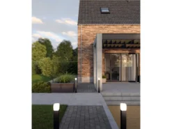 2er Set moderne LED Pollerleuchten aus Aluminium in Schwarz, Höhe 80cm