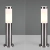 2er Set moderne LED Sockelleuchten aus Edelstahl in Silber, Höhe 45cm