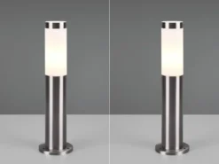 2er Set moderne LED Sockelleuchten aus Edelstahl in Silber, Höhe 45cm