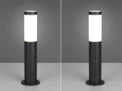 2er Set moderne LED Sockelleuchten aus Edelstahl in Schwarz, Höhe 45cm