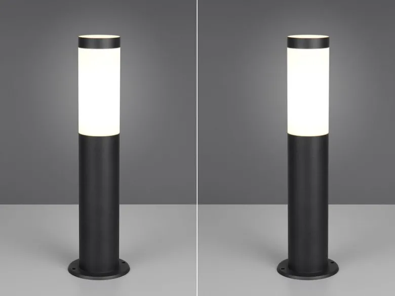 2er Set moderne LED Sockelleuchten aus Edelstahl in Schwarz, Höhe 45cm
