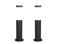 2er Set moderne LED Sockelleuchten aus Edelstahl in Schwarz, Höhe 45cm