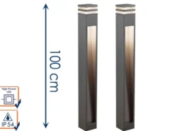 2er SET moderne LED Wegeleuchten aus Aluminium Anthrazit, Höhe 100cm