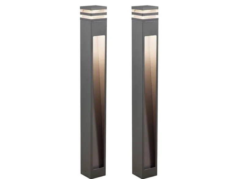 2er SET moderne LED Wegeleuchten aus Aluminium Anthrazit, Höhe 100cm