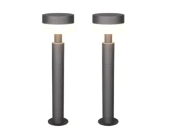 2er Set moderne LED Wegeleuchten aus Aluminium in Anthrazit, Höhe 50cm
