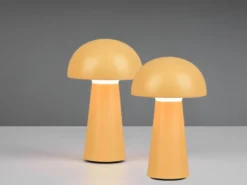 2er SET Outdoor Akku LED Tischleuchten Touch Dimmer, Gelb Höhe 21cm