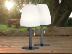 2er SET Outdoor Akku RGB Tischlampen FIUMARA, Höhe 30cm