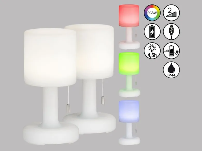 2er SET Outdoor Akku Tischlampen TERMOLI ohne Kabel - dimmbar & RGB - Höhe 25cm