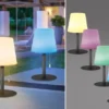 2er SET Outdoor Akku Tischlampen ohne Kabel mit RGB Farbwechsel H: 29cm