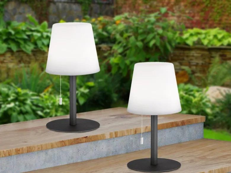 2er SET Outdoor Akku Tischlampen ohne Kabel mit RGB Farbwechsel H: 29cm