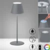 2er SET Outdoor Akku Tischlampen Grau ohne Kabel mit RGB, Höhe 38cm