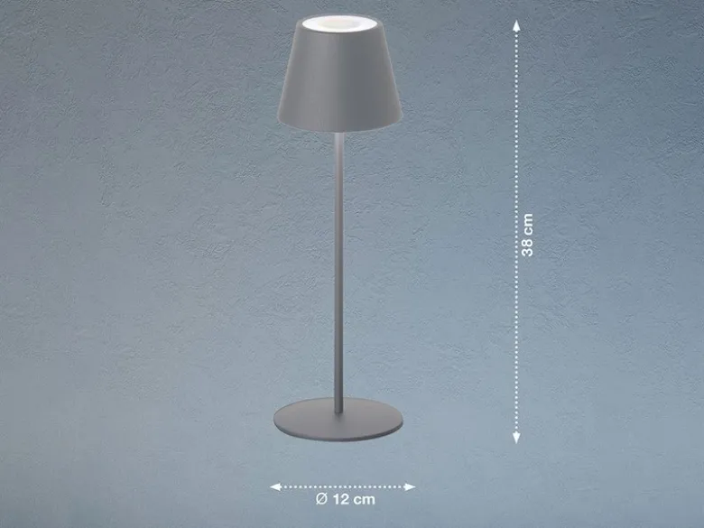 2er SET Outdoor Akku Tischlampen Grau ohne Kabel mit RGB, Höhe 38cm