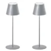 2er SET Outdoor Akku Tischlampen Silber ohne Kabel mit RGB, Höhe 38cm