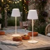 2er SET Outdoor Akku Tischlampen Weiß ohne Kabel mit RGB, Höhe 38cm