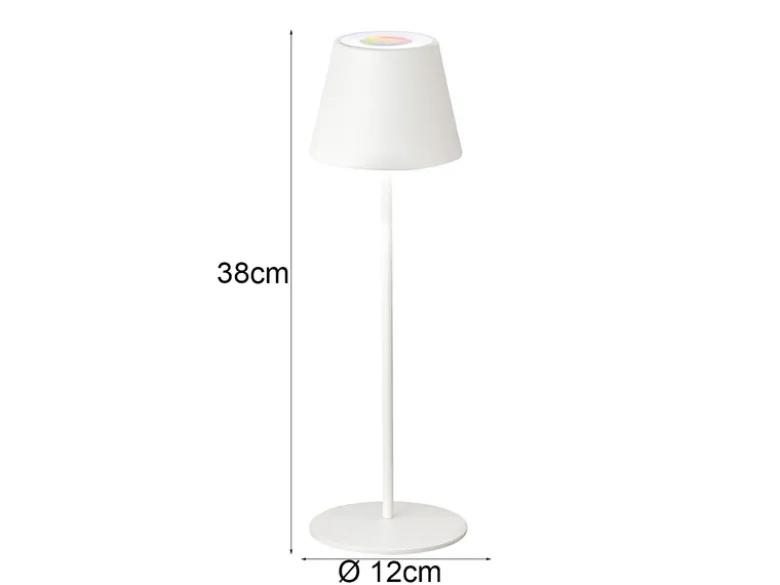 2er SET Outdoor Akku Tischlampen Weiß ohne Kabel mit RGB, Höhe 38cm