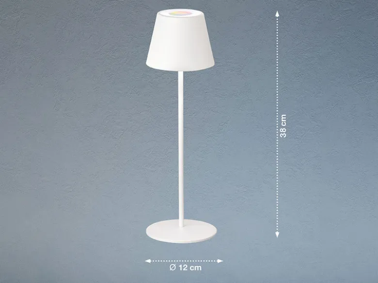 2er SET Outdoor Akku Tischlampen Weiß ohne Kabel mit RGB, Höhe 38cm