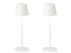 2er SET Outdoor Akku Tischlampen Weiß ohne Kabel mit RGB, Höhe 38cm
