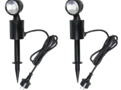 2er-Set Outdoor LED-Scheinwerfer mit Erdspiess / Gartenscheinwerfer je 3W