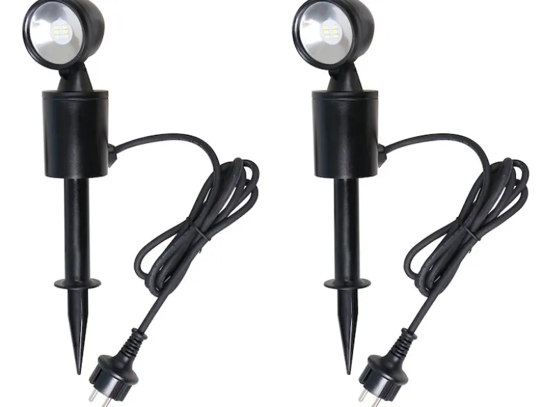 2er-Set Outdoor LED-Scheinwerfer mit Erdspiess / Gartenscheinwerfer je 3W
