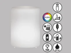 2er SET Outdoor RGB Tischleuchten 15cm mit Fernbedienung, USB & Solar aufladbar